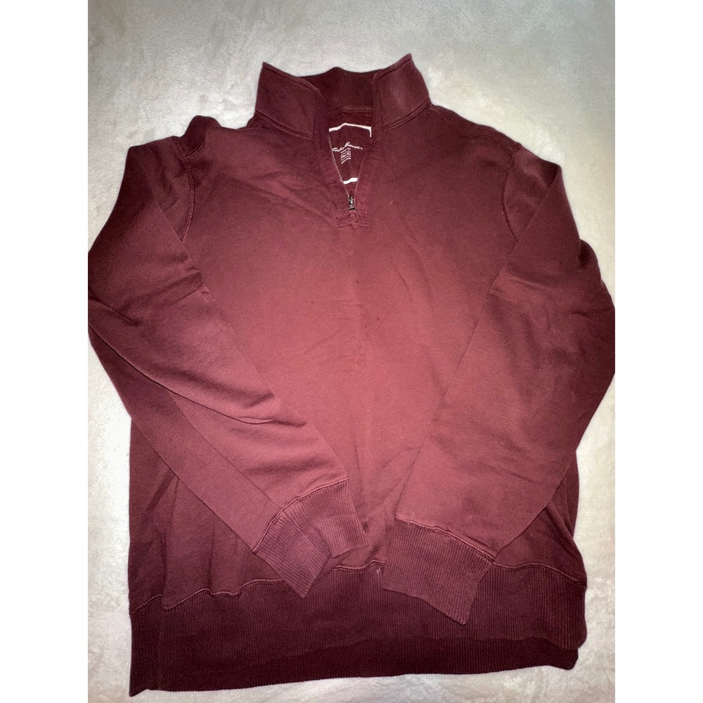 Eddie Bauer Mens Tall XL Pullover 1/4 Zip Mock Neck Sweatshirt Burgundy